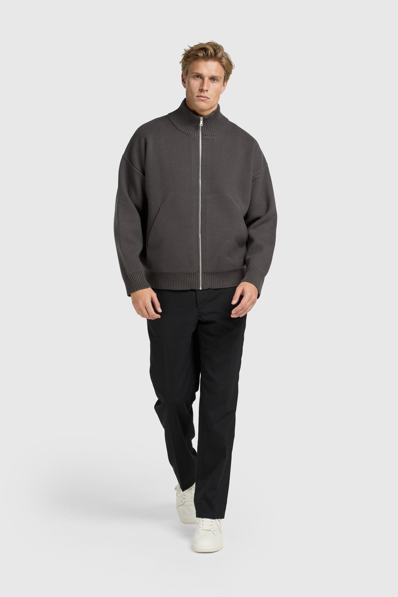 Gilet en maille entièrement zippé - Anthracite