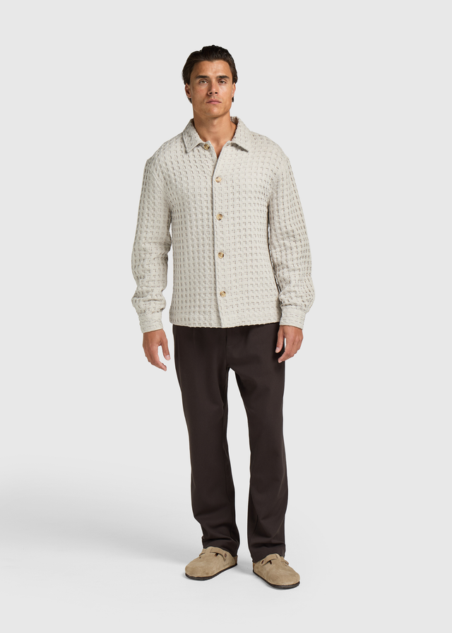 Waffel-Overshirt – Taupe