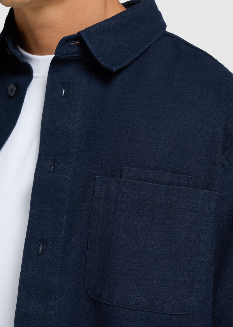 Herringbone Shirt - Navy Blue