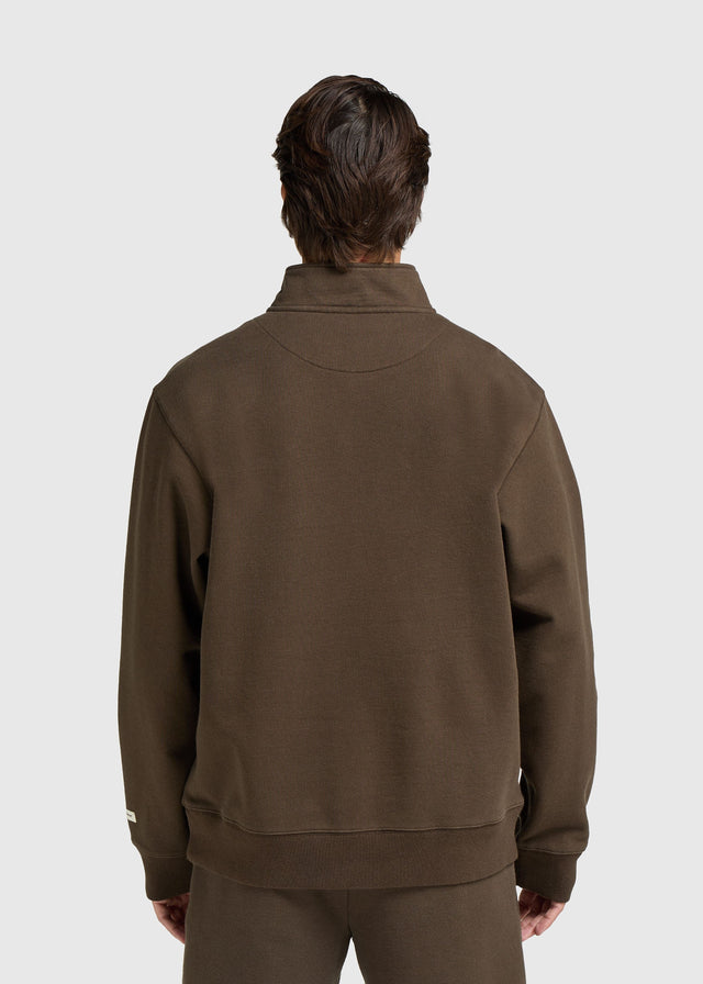 Vintage-Pullover mit halbem Reißverschluss – Braun