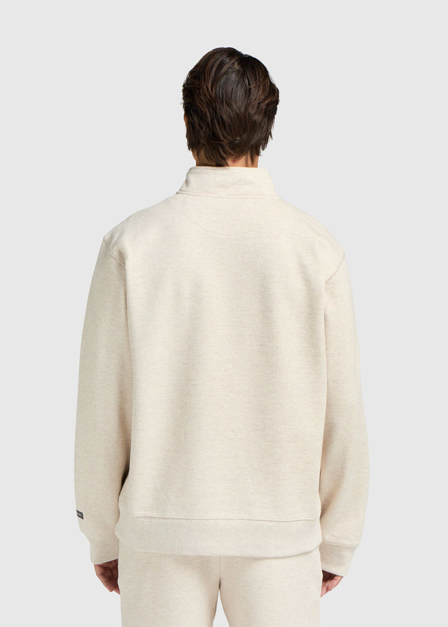 Vintage-Pullover mit halbem Reißverschluss – Sand
