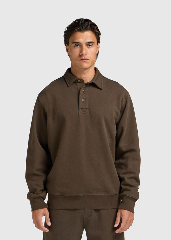 Vintage Washed Rugby Polo - Brown
