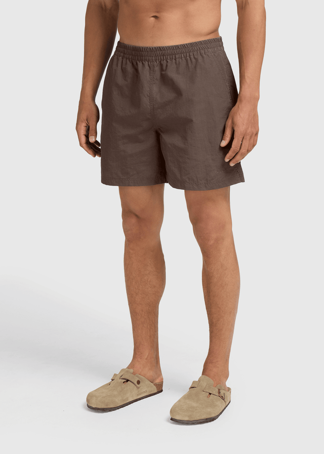 Short de Plage Délavé - Brun Chocolat