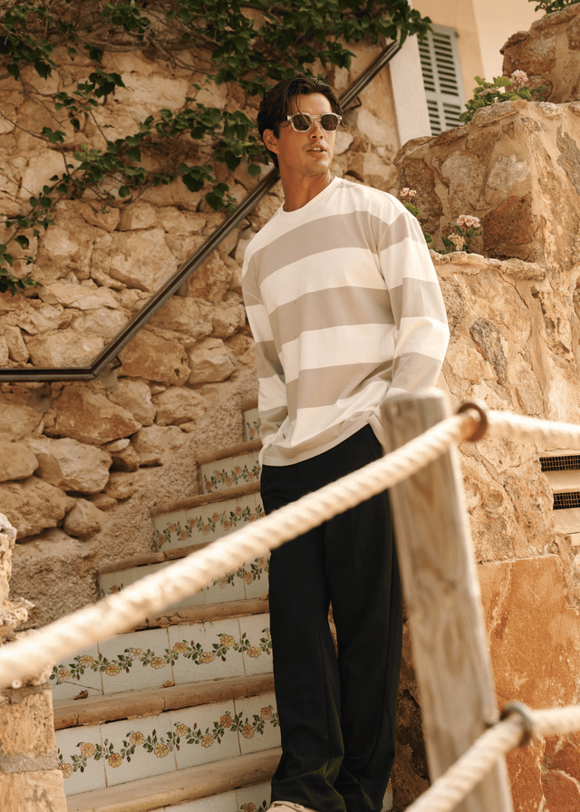 Langarmshirt mit großen Streifen – Taube