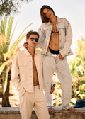 Premium Denim Jacket - Light Sand
