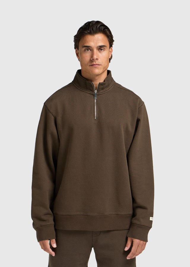 Vintage-Pullover mit halbem Reißverschluss – Braun