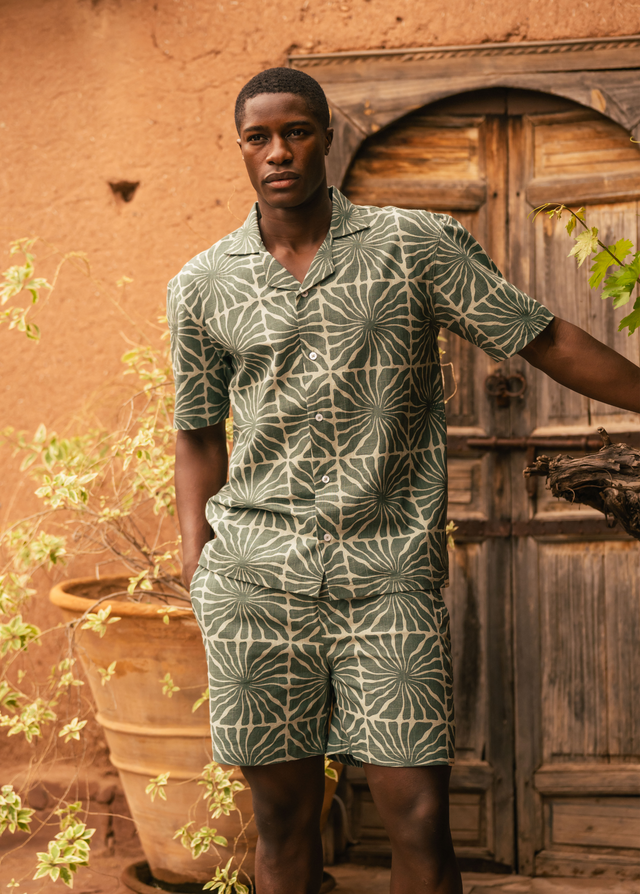 Flower Slub Shirt - Green
