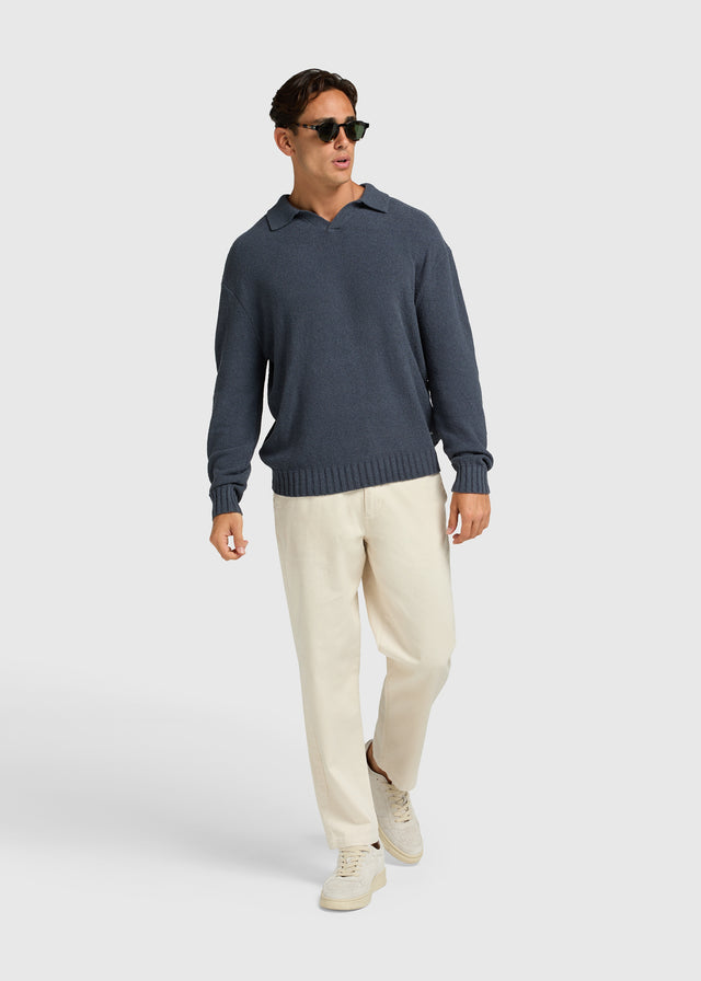 Loop Knit Polo - Ombre Blue