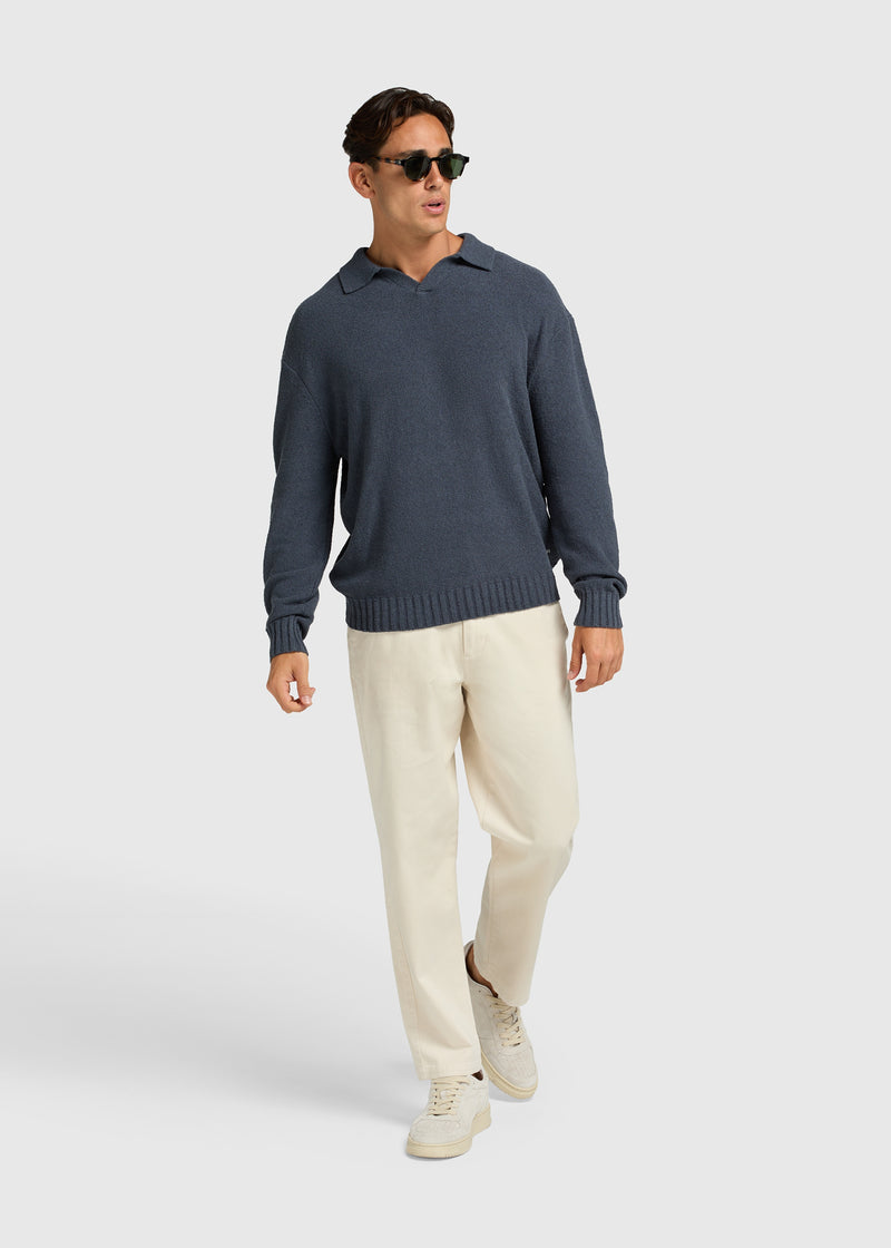 Loop Knit Polo - Ombre Blue