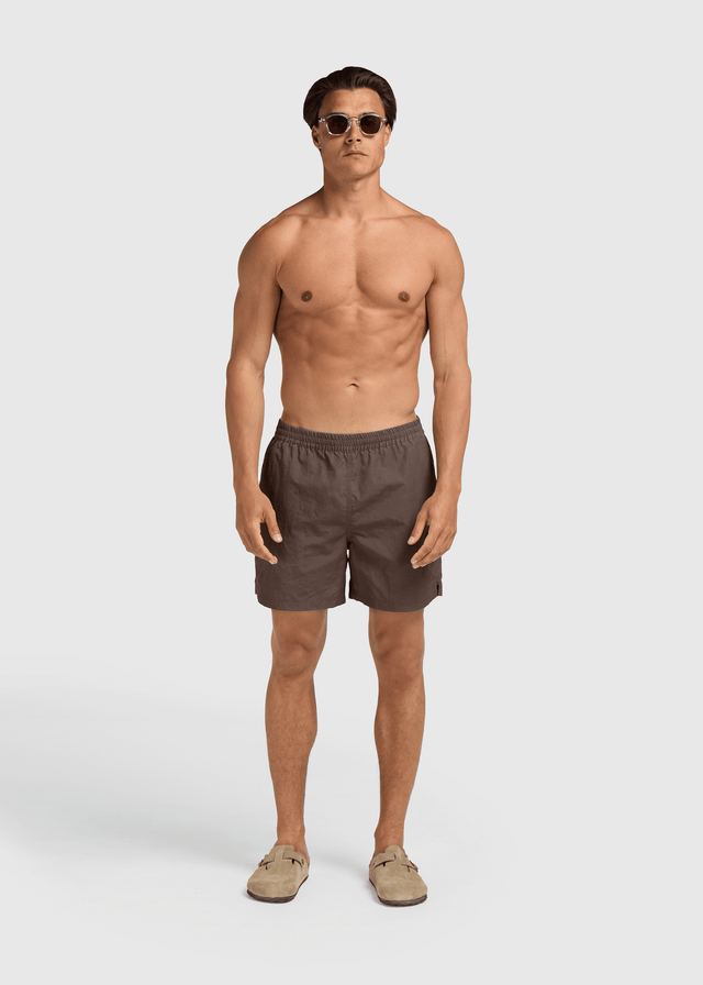 Short de Plage Délavé - Brun Chocolat