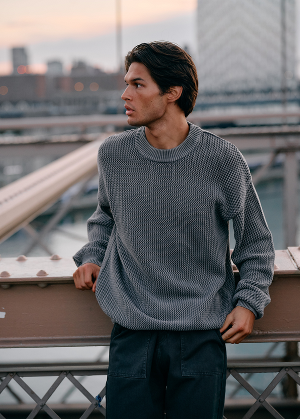 Oversized Knit Crewneck - Washed Anthracite