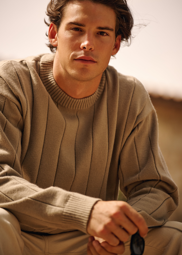 Vertical Stripe Knit - Dark Sand