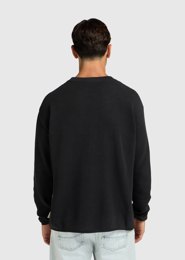 Ottoman Knit Crewneck - Off Black