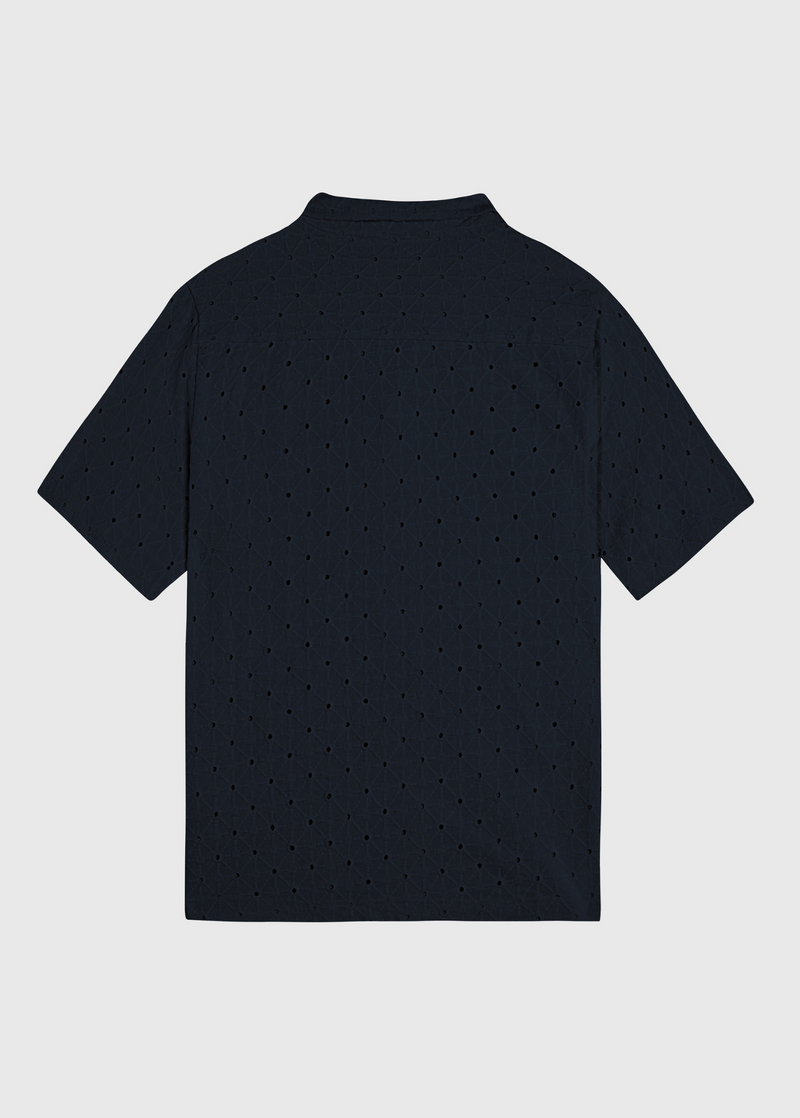 Crochet Sunrise Shirt - Navy Blue