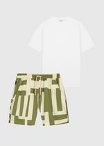 Stripe Swim Short Set - Green