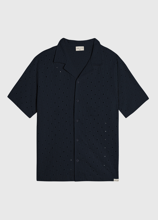 Chemisier au crochet motif lever de soleil - Bleu marine