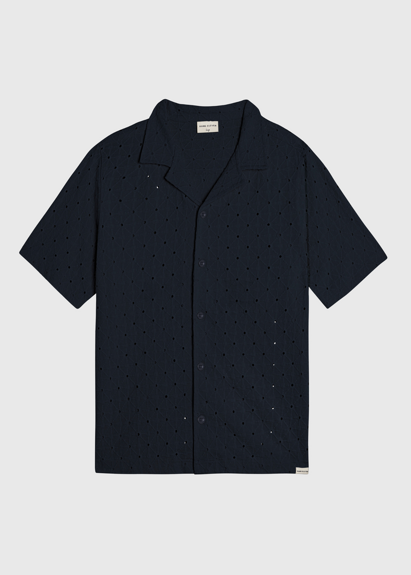 Crochet Sunrise Shirt - Navy Blue