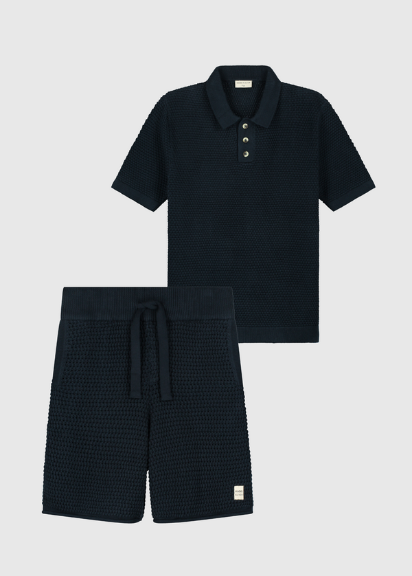 Crochet Polo - Navy Blue