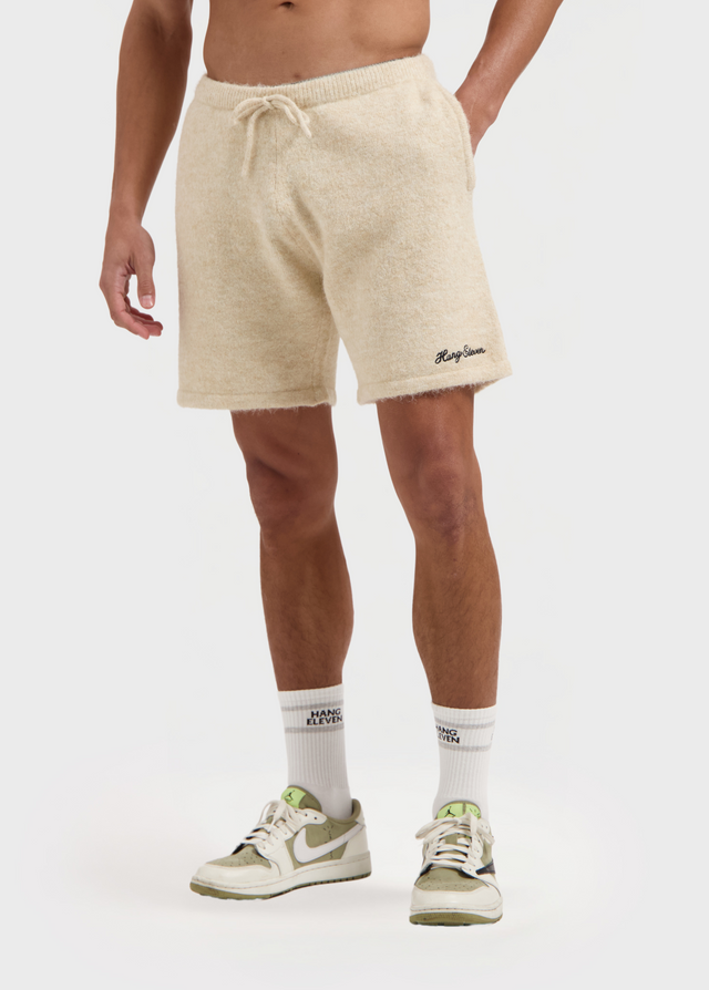 Weiche Strickshorts - Sand
