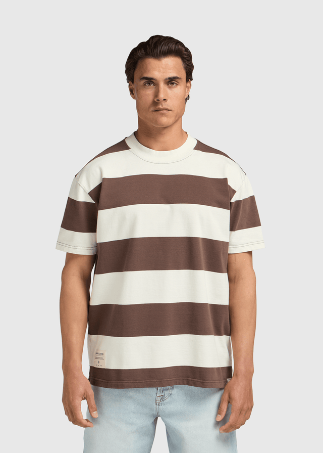 T-shirt larges rayures - Marron