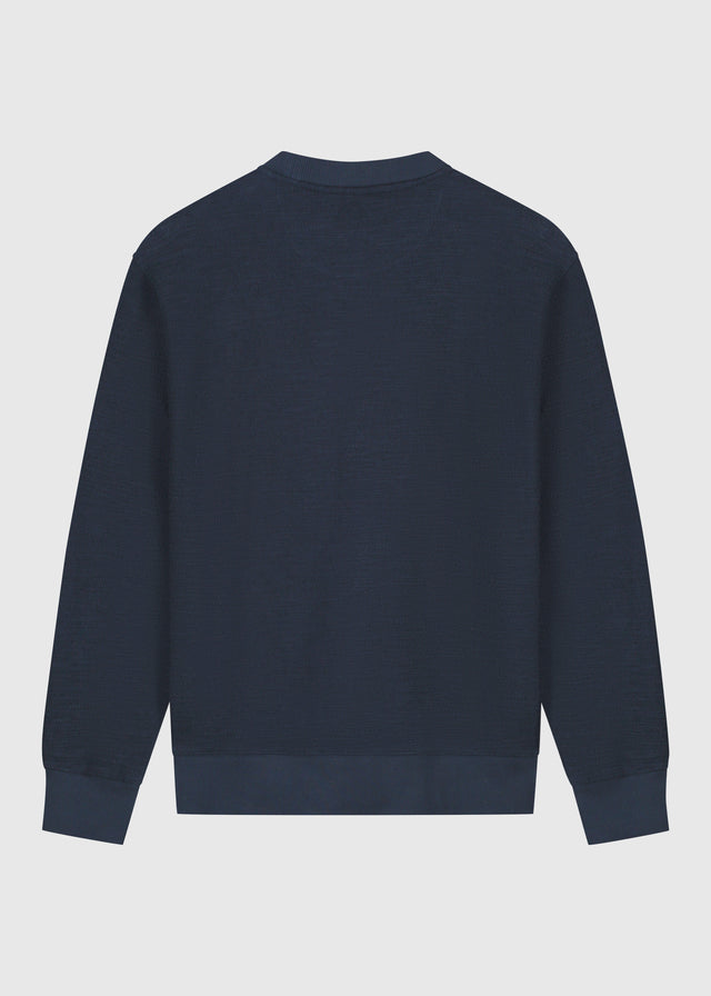 Bouclé-Rundhalsausschnitt – Ombre-Blau