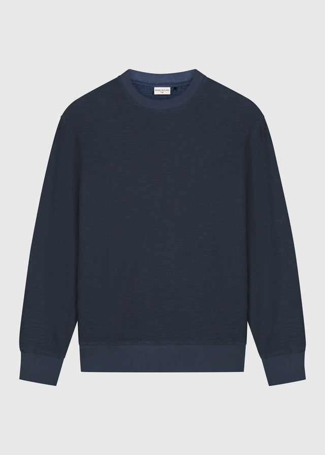 Bouclé-Rundhalsausschnitt – Ombre-Blau