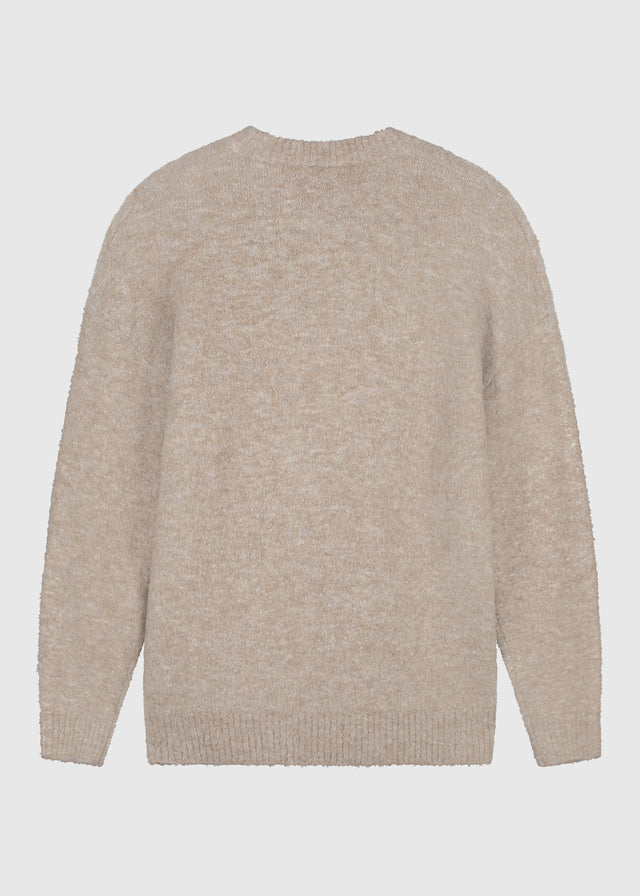 Bouclé Logo Strick - Sand