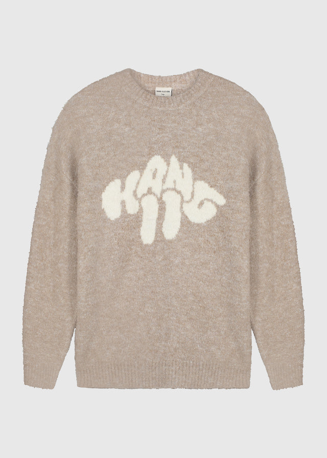 Bouclé Logo Strick - Sand