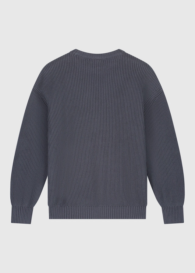 Pull ras du cou en maille avec logo palmier - Bleu moyen