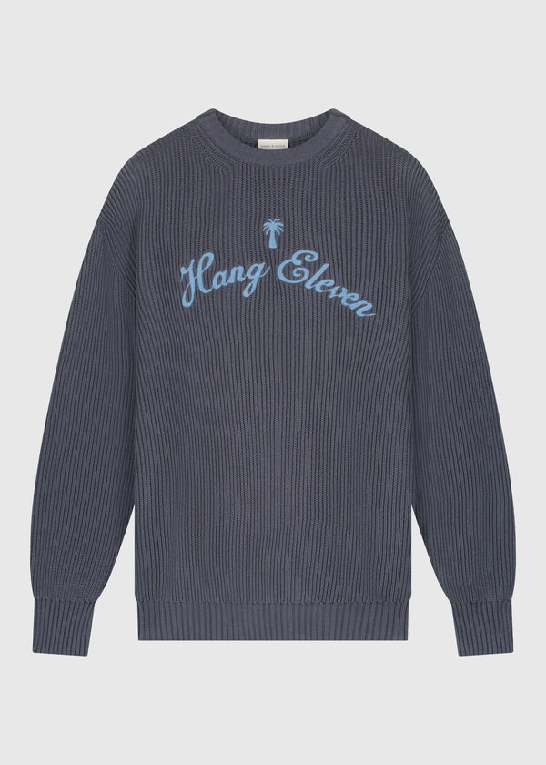 Palm Logo Knit Crewneck - Mid Blue