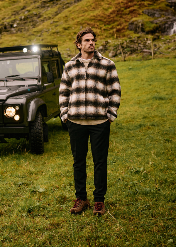 Hairy Check Jacket- Black