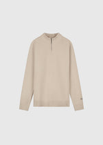 Clean Half Zip Knit - Stone Beige