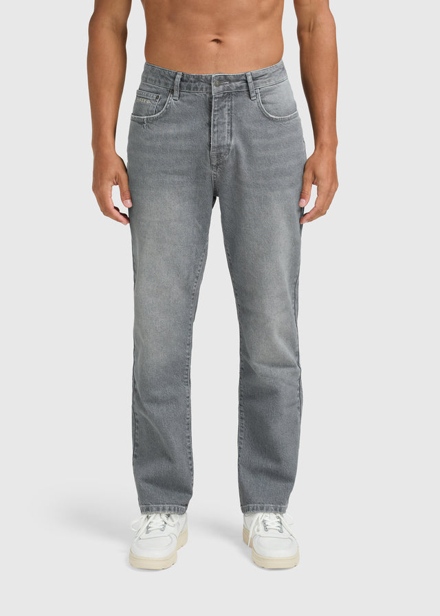 Die Clean Straight Jeans – Grau