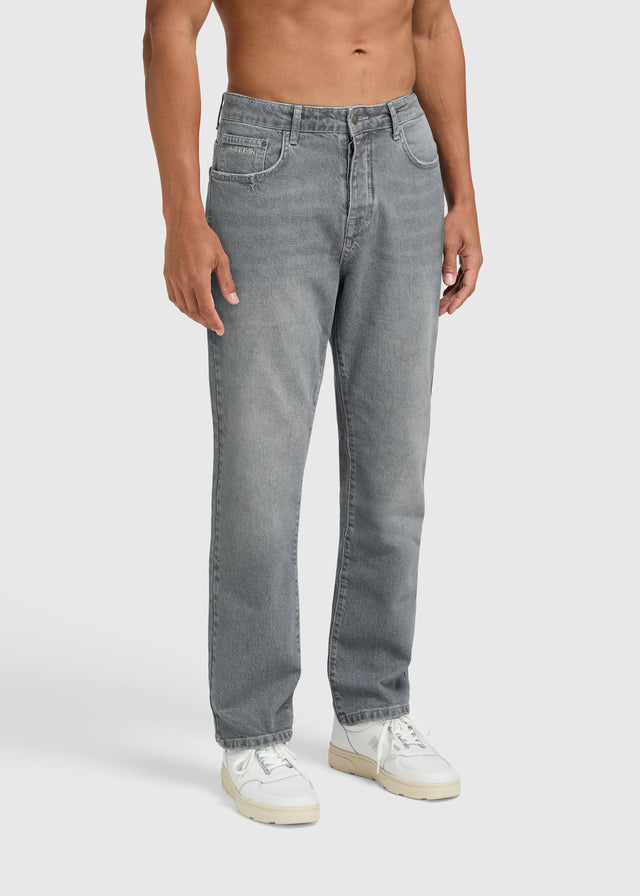 Die Clean Straight Jeans – Grau