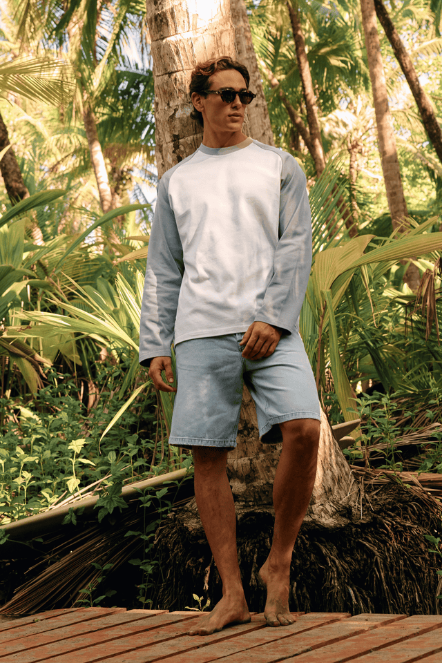 Color Block Langarmshirt - Taube