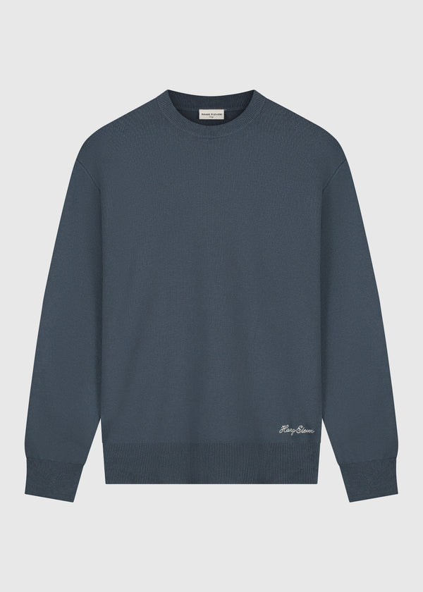 Compact Knit Crewneck - Navy Blue
