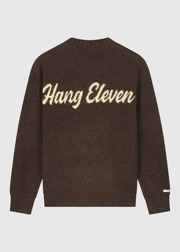 Cozy Brand Knit Crewneck - Brown