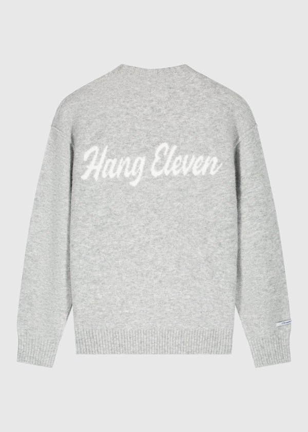 Cozy Brand Knit Crewneck - Grey Melee