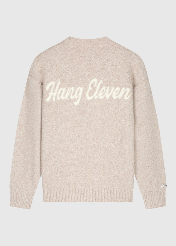 Cozy Brand Knit Crewneck - Taupe
