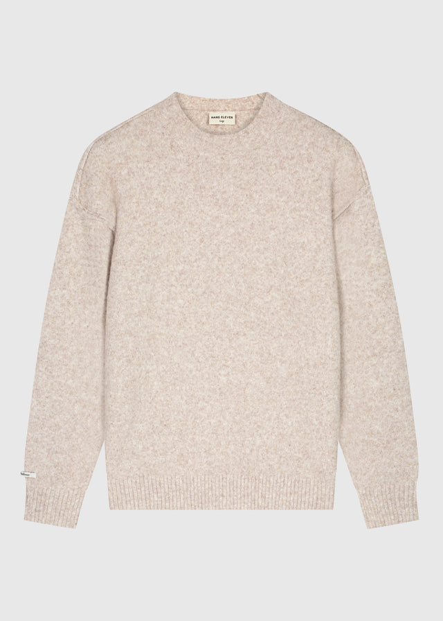 Light Brand Knit Crewneck - Taupe