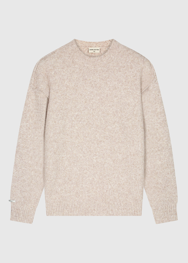 Cozy Brand Knit Crewneck - Taupe
