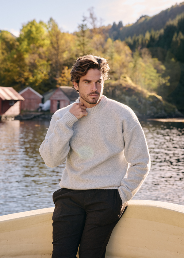 Cozy Knit Crewneck - Grey Melee