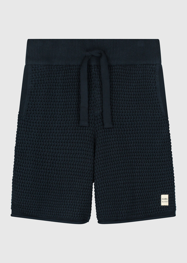 Häkelstrickshorts - Marineblau
