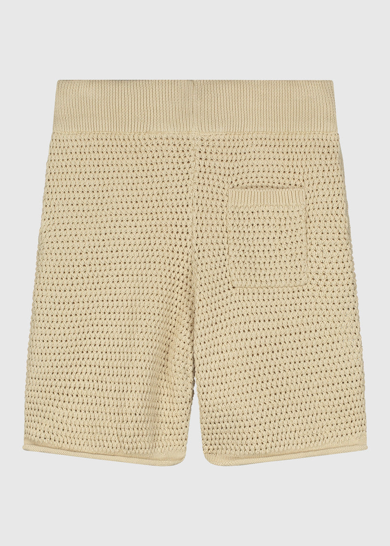 Gehäkelte Strickshorts - Sand