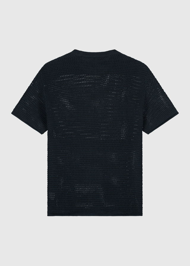 Crochet Knitted Tee - Navy