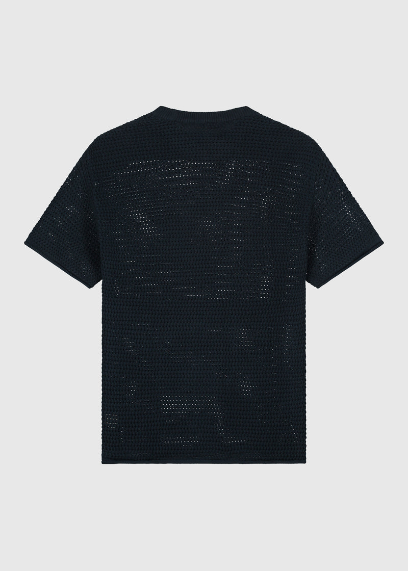Crochet Knitted Tee - Navy