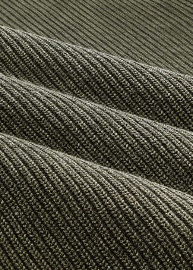 Col rond en tricot lavé - Vert Chimère