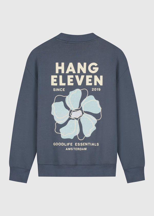The Floral Crewneck - Ombre Blue