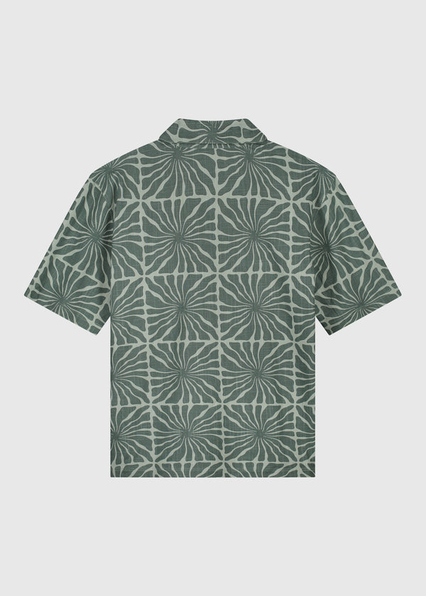 Flower Slub Shirt - Green