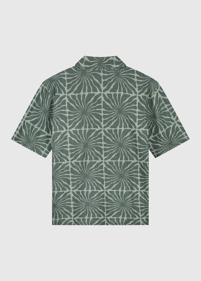 Flower Slub Shirt - Green